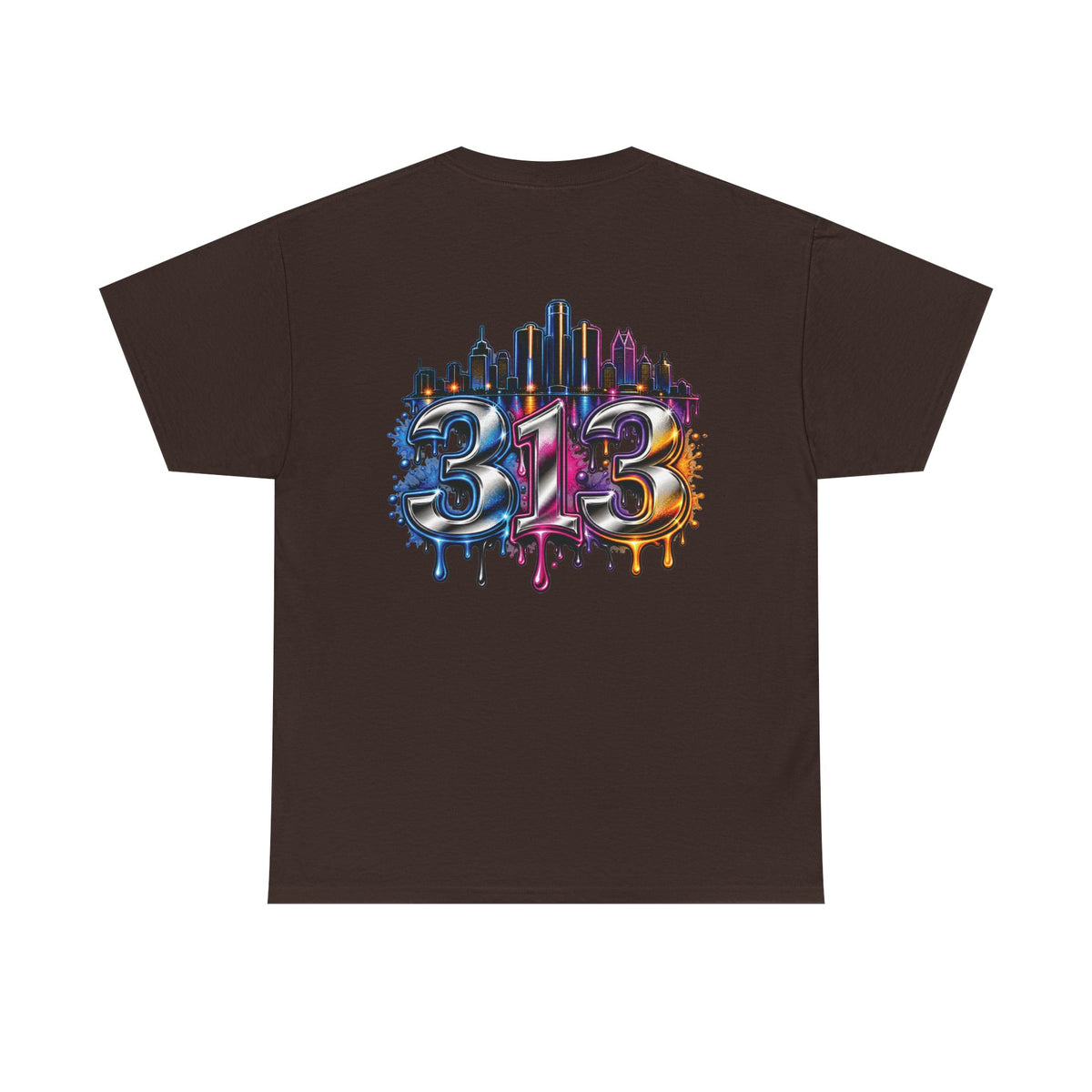 Detroit Script Tee | 313 Drip Skyline T-Shirt
