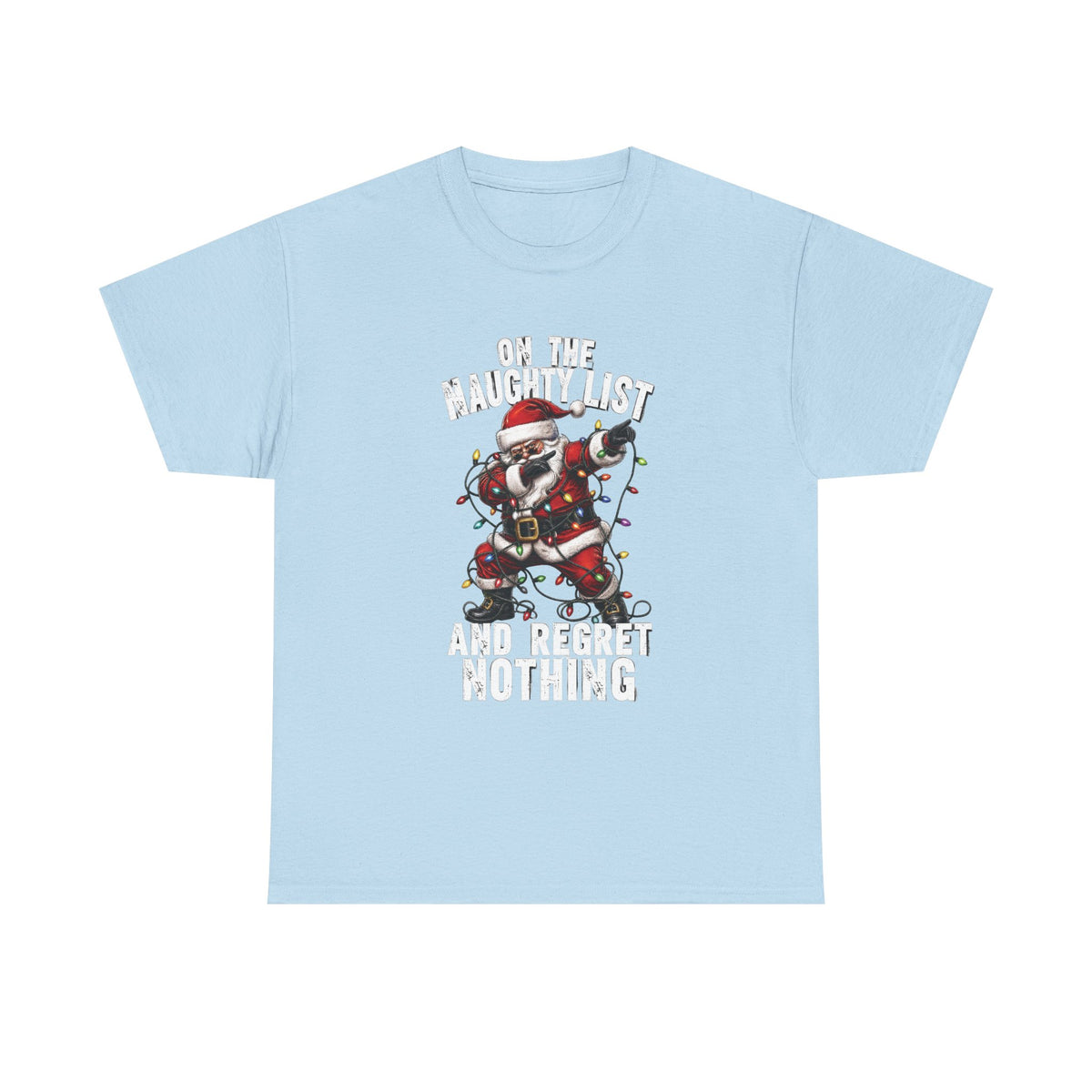 Santa Skeleton 'On the Naughty List and Regret Nothing' Tee | Christmas Punk Shirt