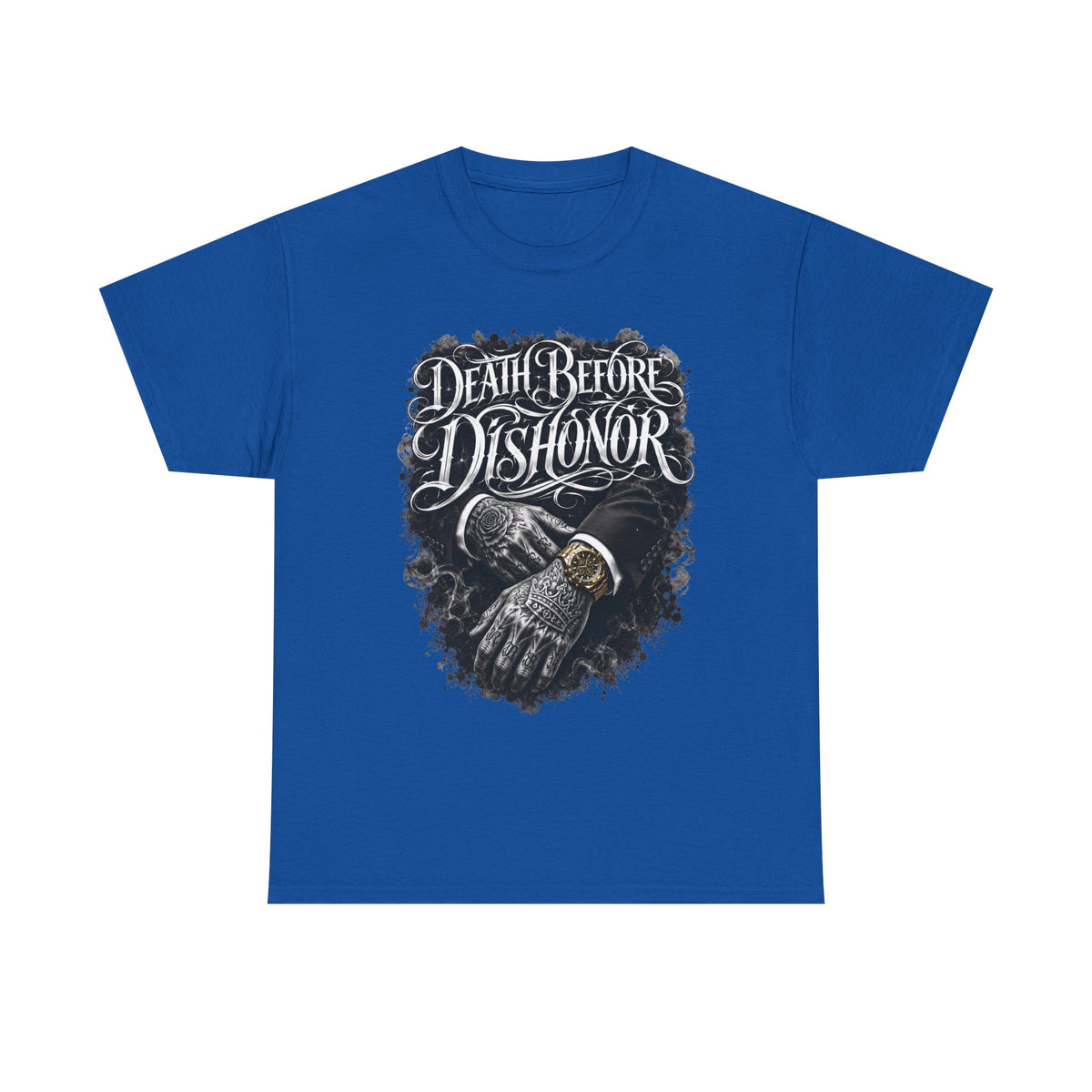 Death Before Dishonor Skull Gloves T-Shirt | Biker Tattoo Style