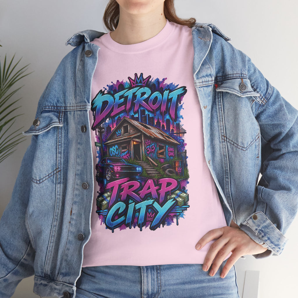 Detroit Trap City Tee | Urban Graffiti Streetwear, Neon Hip Hop Design