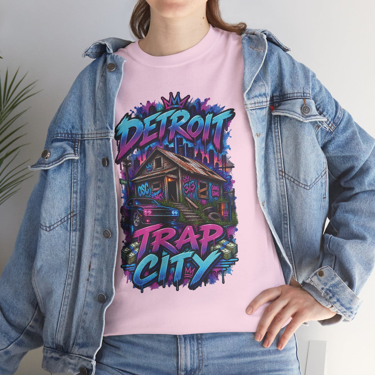 Detroit Trap City Tee | Urban Graffiti Streetwear, Neon Hip Hop Design
