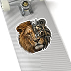 Lion Half-Mechanical Face Kiss-Cut Sticker | Realistic Lion Illustration