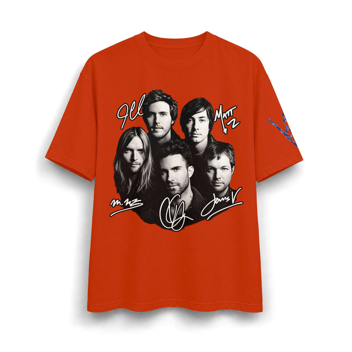 Signed Band Portrait T-Shirt Maroon 5 | Retro Rock Logo on Back