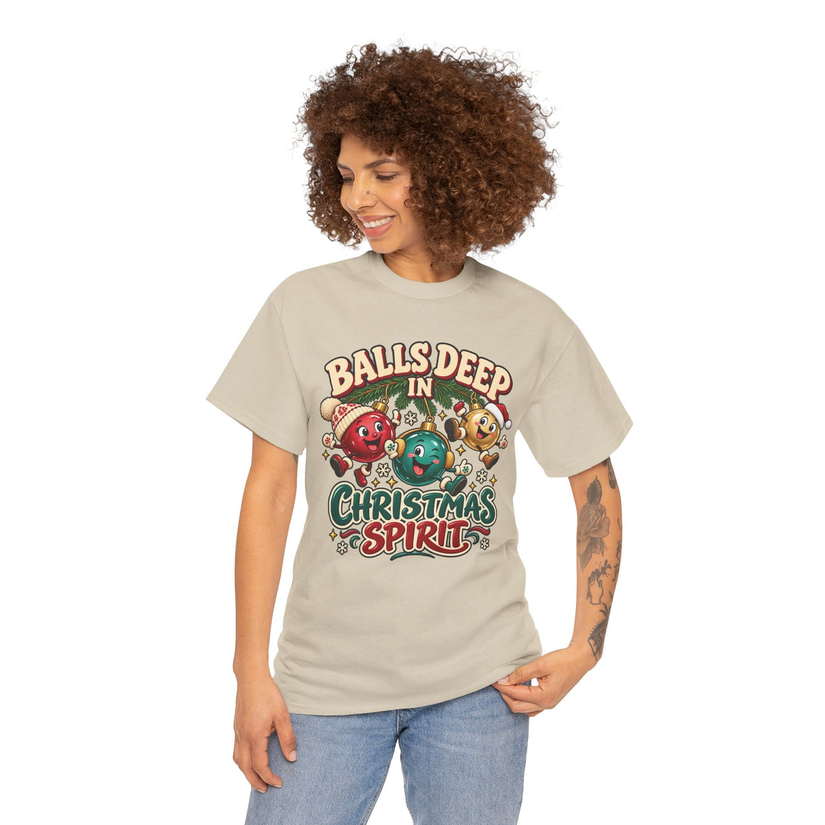 Balls Deep in Christmas Spirit Graphic Tee