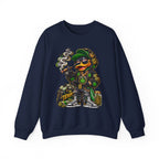 Weed Duck Smoking Cartoon Sweatshirt | Cannabis Leaf Streetwear Crewneck
