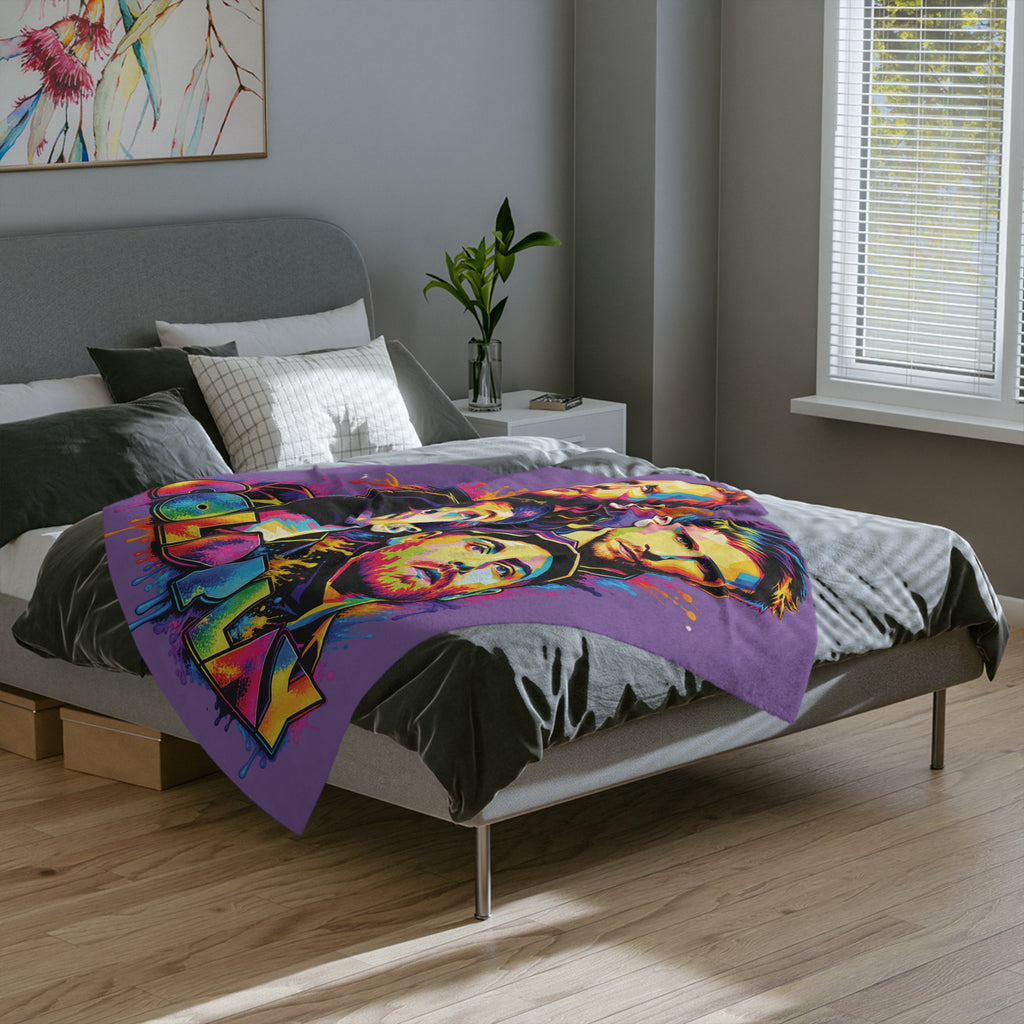 Coldplay band portrait Velveteen blanket | colorful pop art music throw