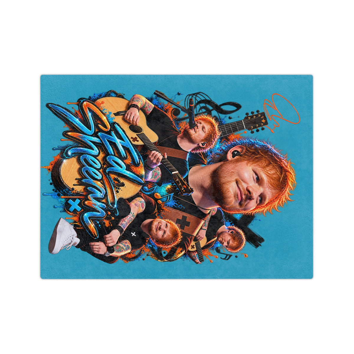 Ed Sheeran collage Velveteen Blanket | Musician portrait, guitar artwork