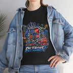 Detroit Skyline Collage T-Shirt | Motor City Landmarks, Vintage Neon Design