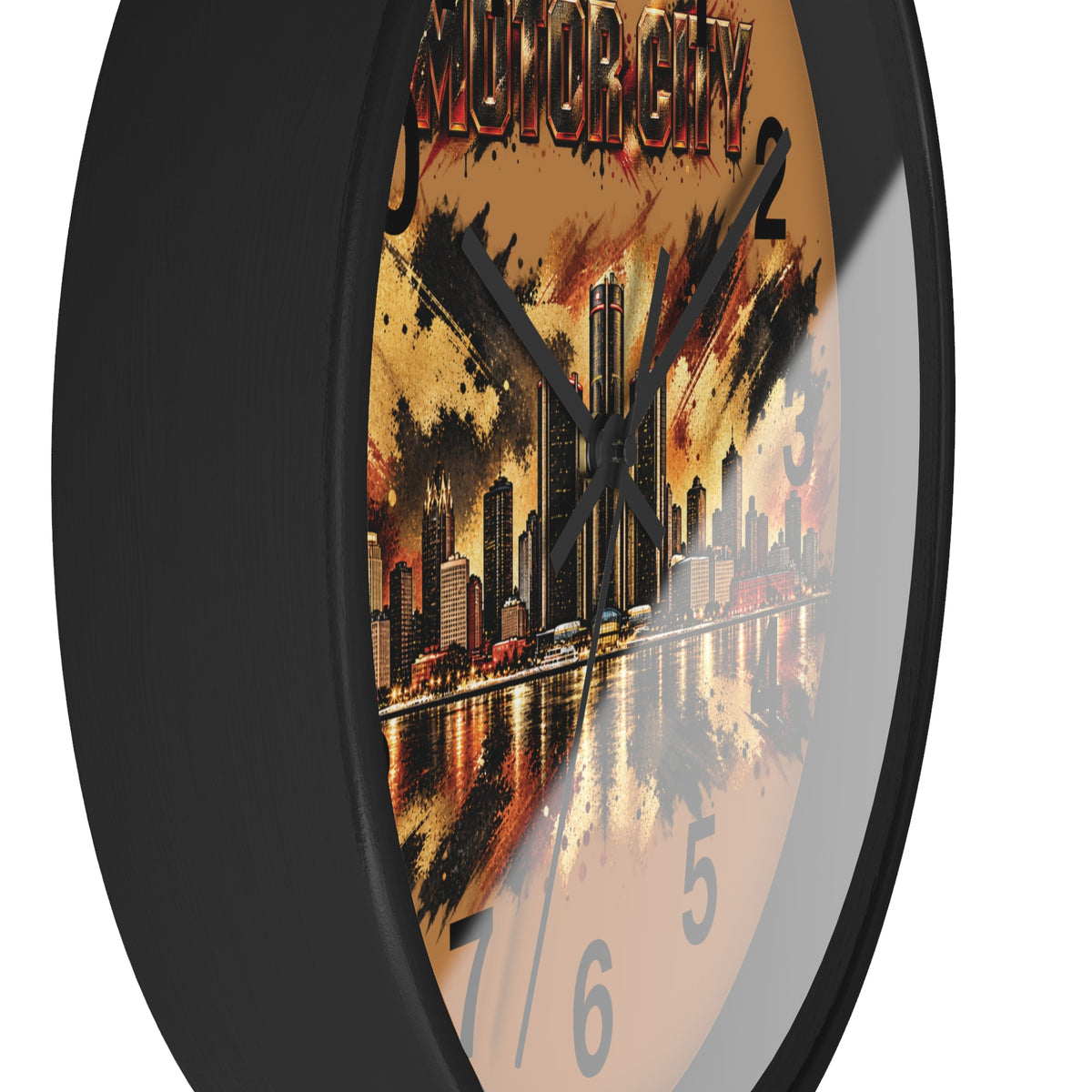 Motor City Detroit Skyline Wall Clock