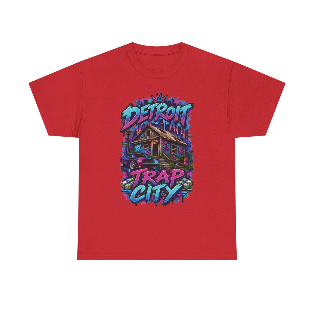Detroit Trap City Tee | Urban Graffiti Streetwear, Neon Hip Hop Design