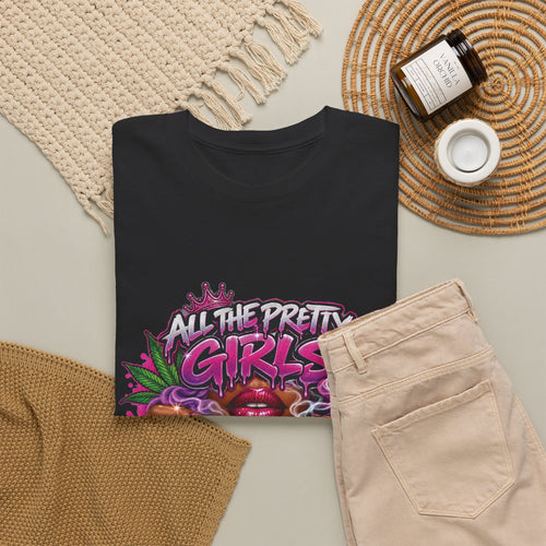All The Pretty Girls Roll Like This T-Shirt | Pink Graffiti Cannabis Hands Design