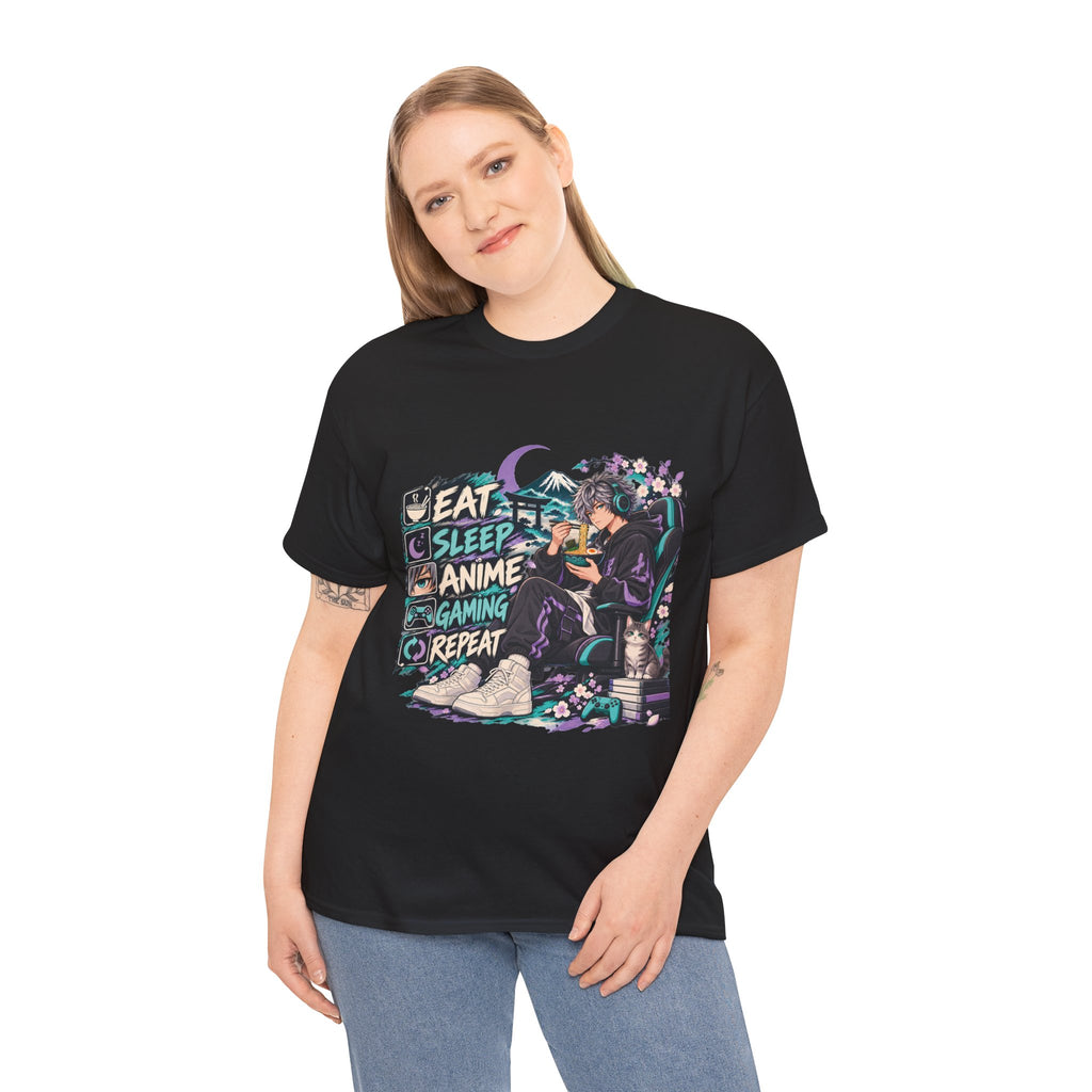 Eat Sleep Anime Gaming Repeat Video Game Graphic T-Shirt