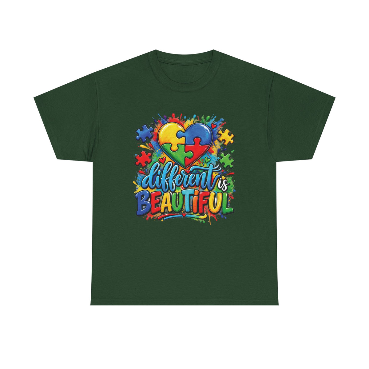 Different Is Beautiful Autism Puzzle Heart T-Shirt | Neurodiversity Awareness Tee