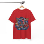 Detroit Skyline Collage T-Shirt | Motor City Landmarks, Vintage Neon Design