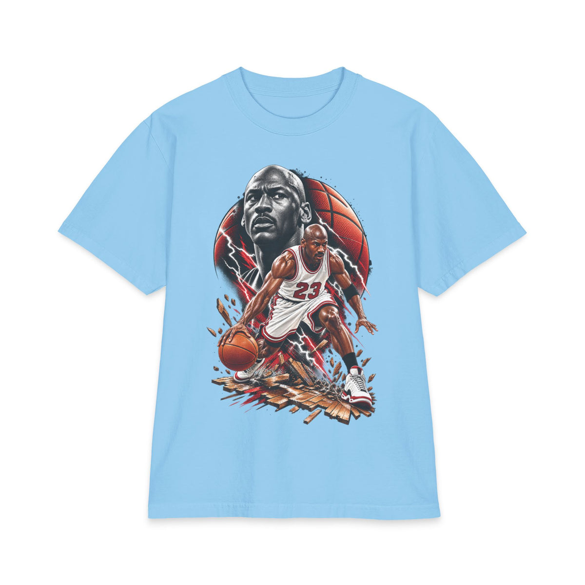 Basketball Player Illustration T-Shirt | Action Dribbling Court Scene