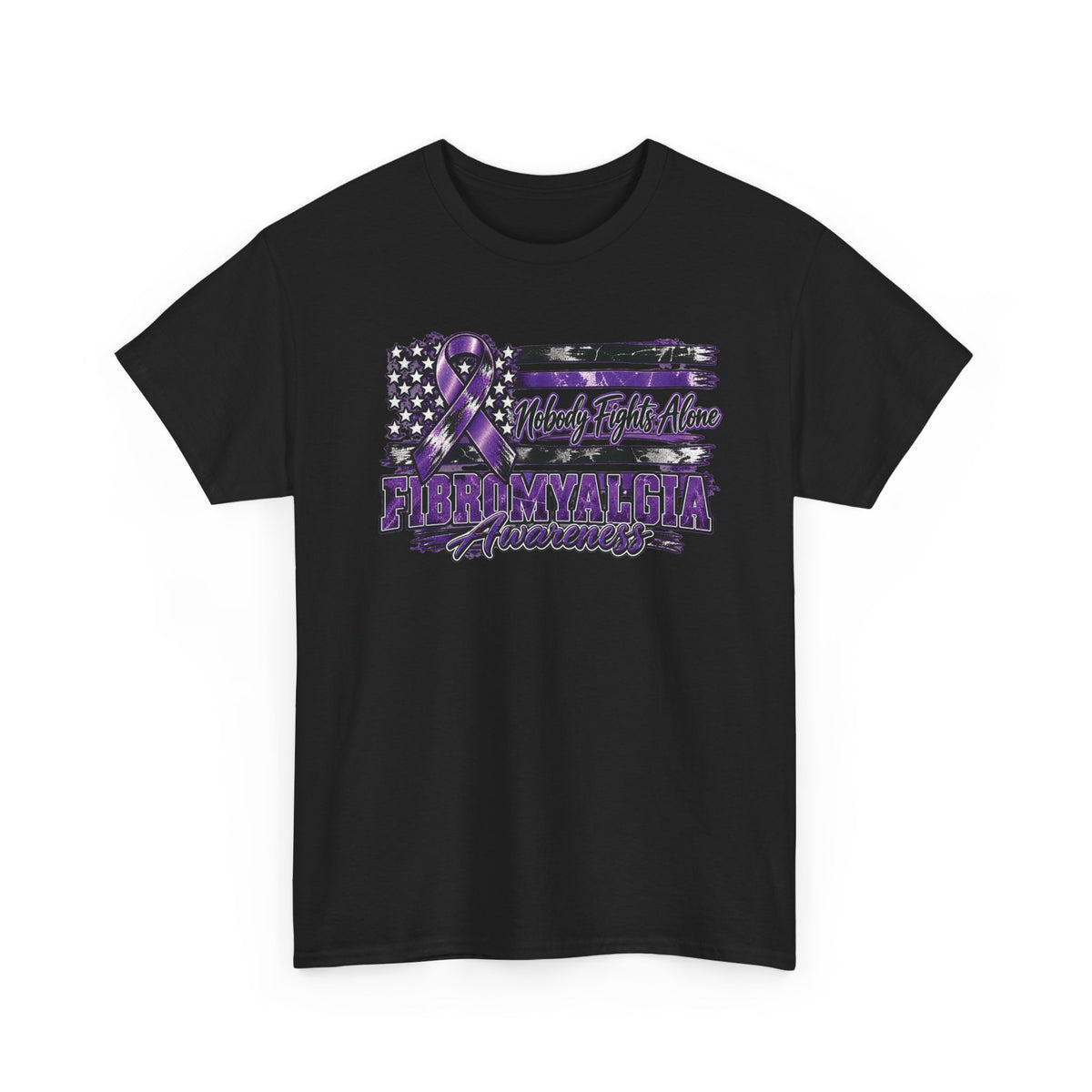 Fibromyalgia Purple Ribbon Awareness Flag Tee | Fibromyalgia Support