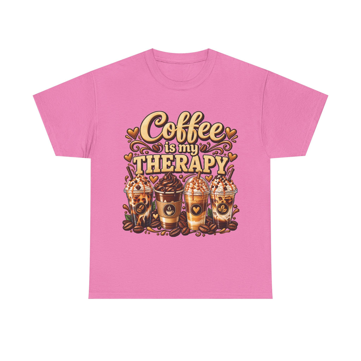 Coffee Is My Therapy T-Shirt | Coffee Cups Illustration, Cozy Beverage Tee