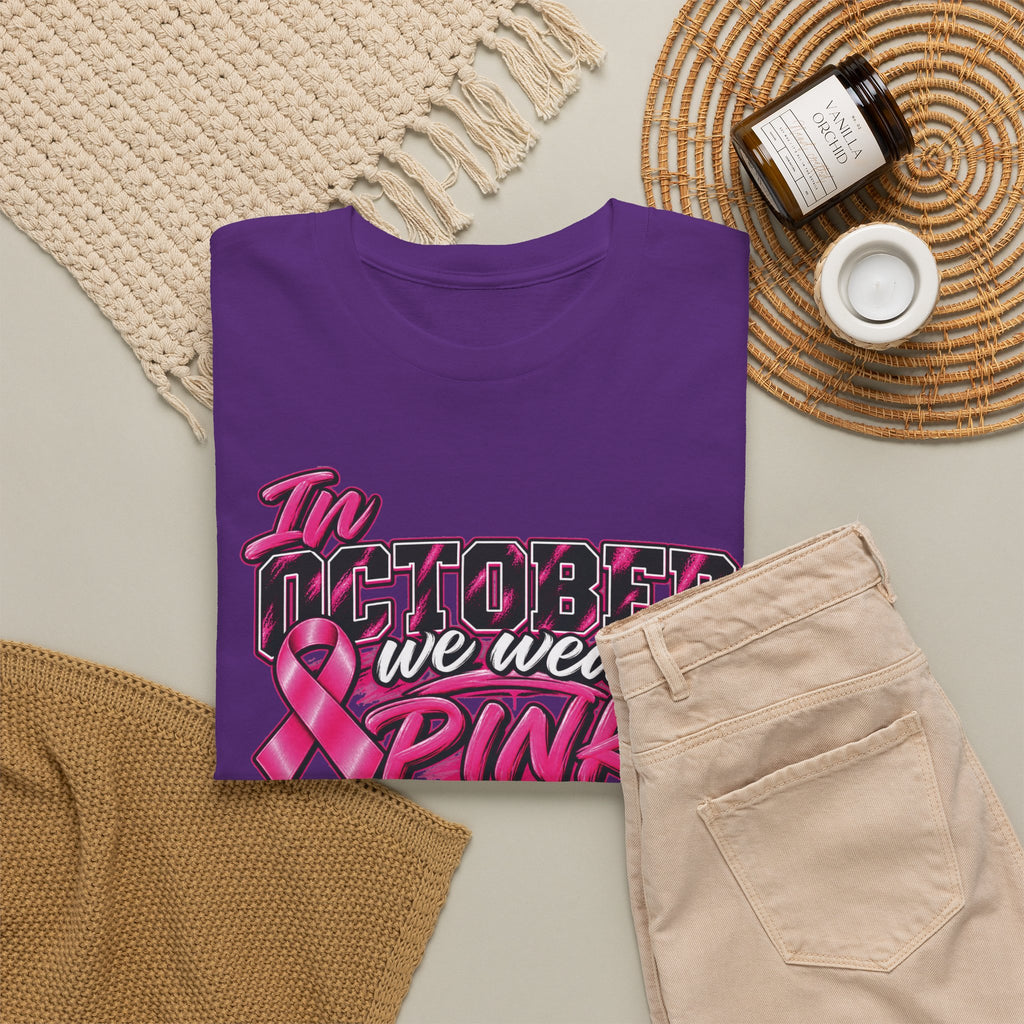 In October We Wear Pink Breast Cancer Awareness T-Shirt | Pink Ribbon Tee