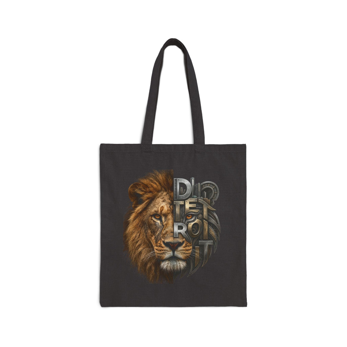 Lion Portrait Tote Bag | Realistic Lion Face with Typography