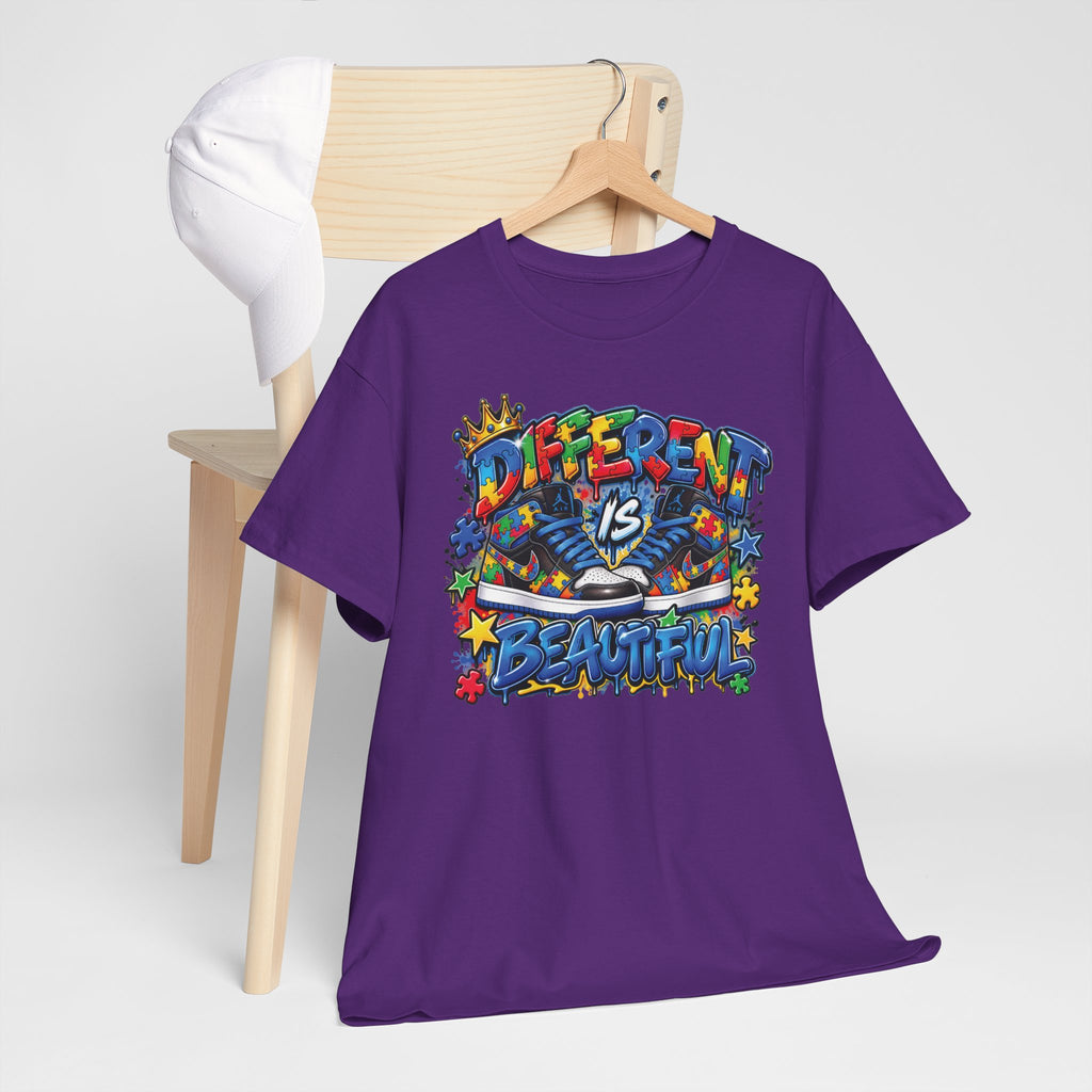 Different Is Beautiful Autism T-Shirt | Colorful Graffiti Typography