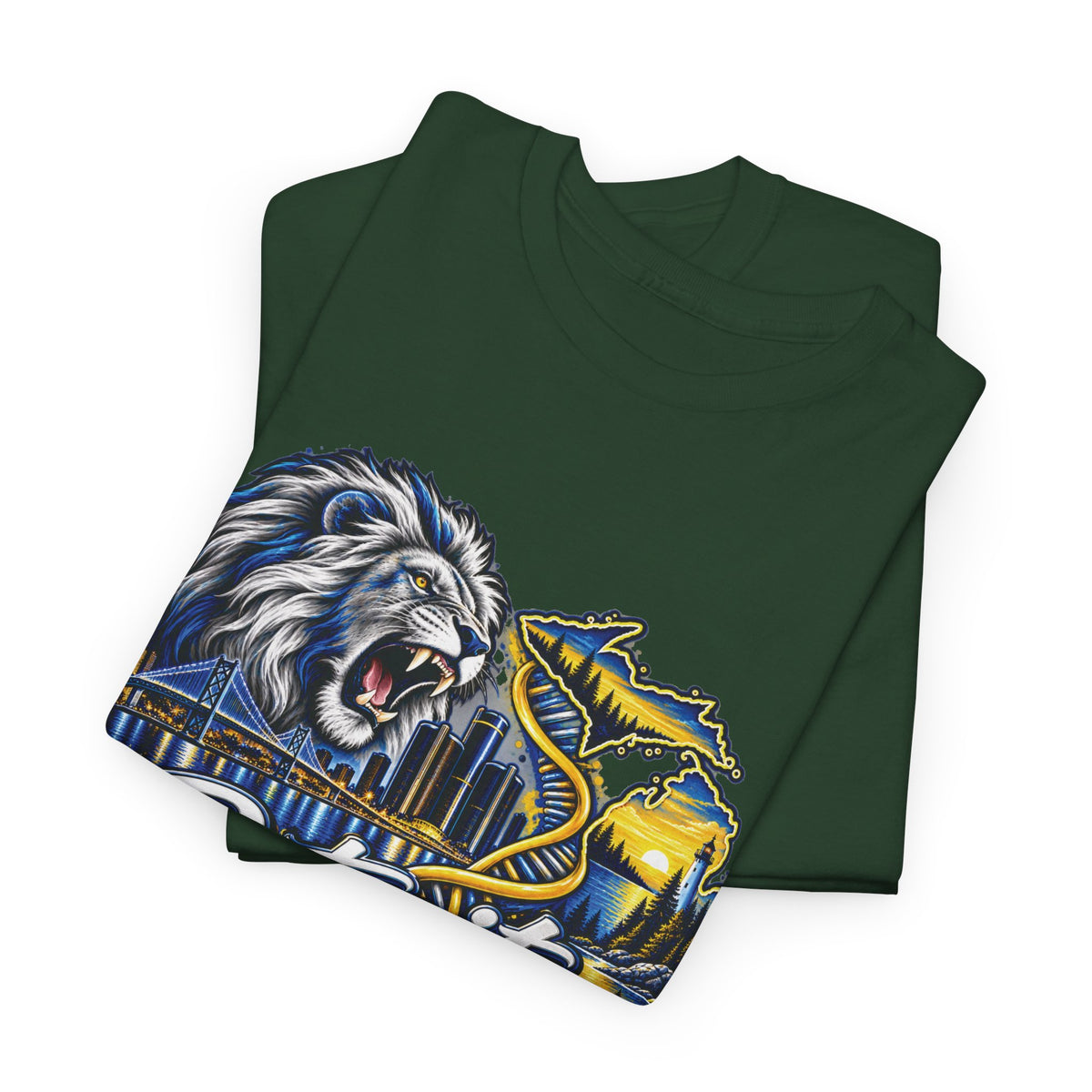Detroit Michigan Lion Cityscape Graphic T-Shirt