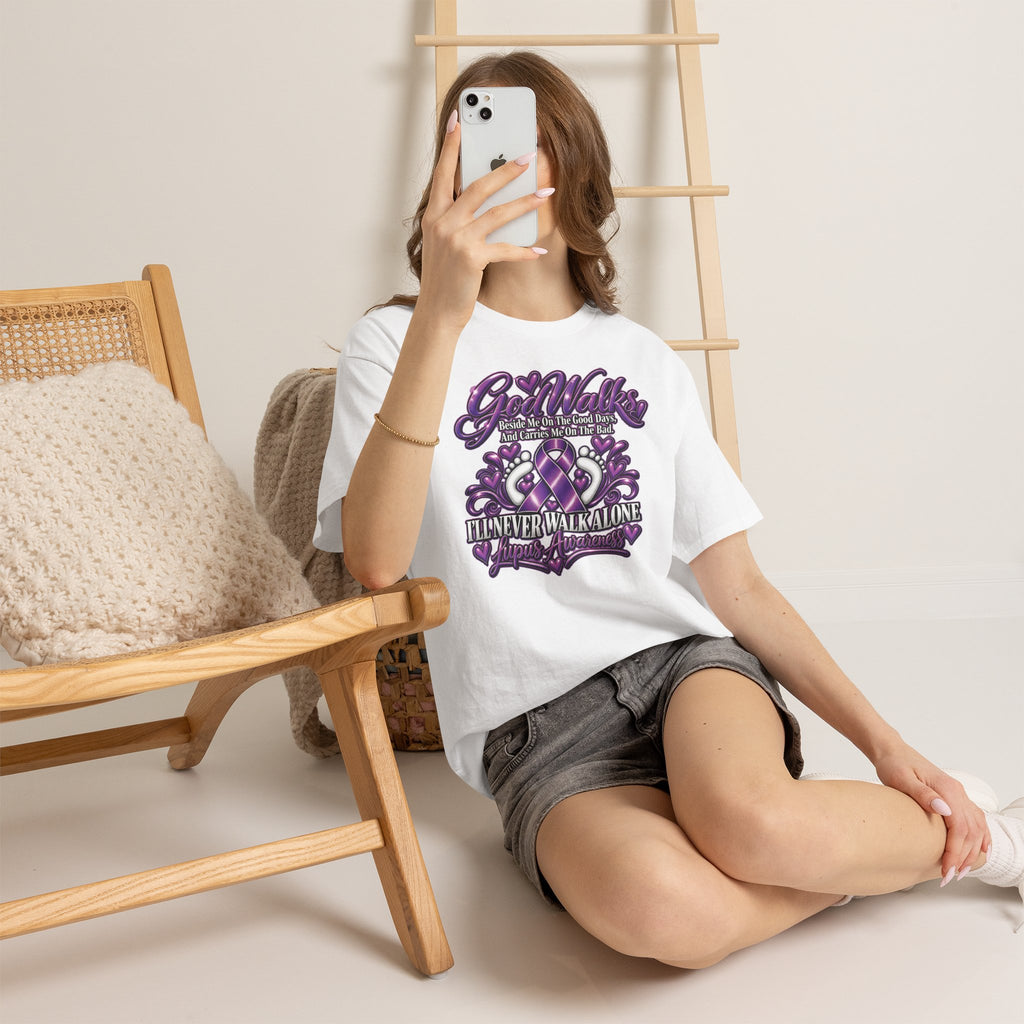 Never Walk Alone Lupus Ribbon Tee | Purple Awareness Ribbon, Support Shirt