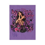Olivia Rodrigo Portrait Velveteen Microfiber Blanket | Purple Butterfly Rose Design