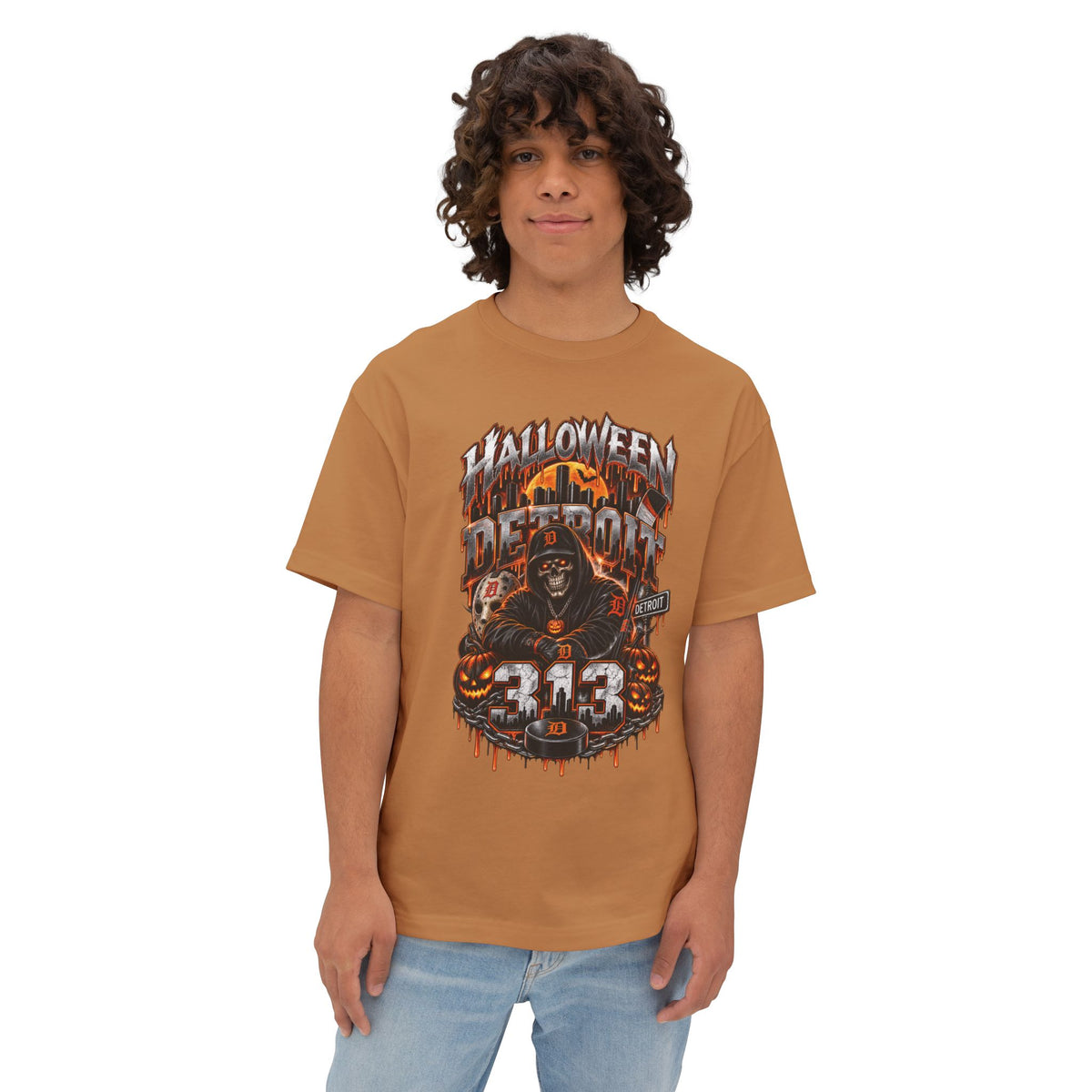 Halloween Reaper Graphic Tee | Skull Pumpkin 313 Design