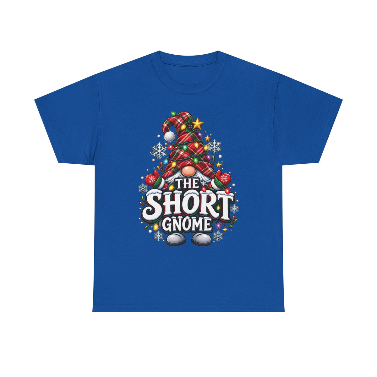 The Short Gnome T-Shirt | Christmas Gnome Plaid Hat, Holiday Lights Design