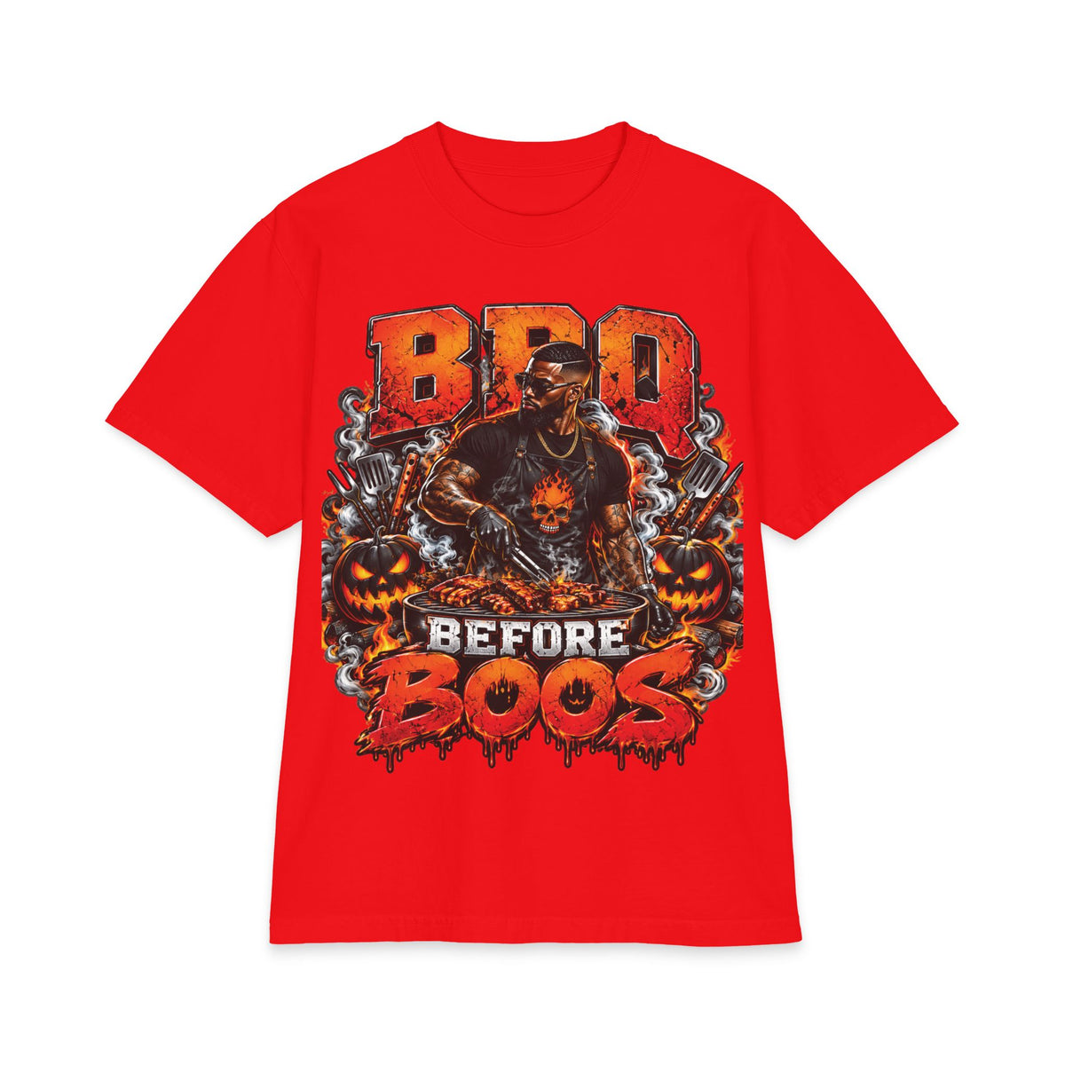 Dad Gift Shirt BBQ Before Boos T-Shirt | Halloween BBQ Grilling Graphic Tee