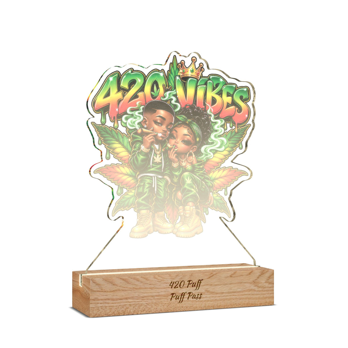 420 Vibes Acrylic Night Light | Custom Shape UV LED Lamp