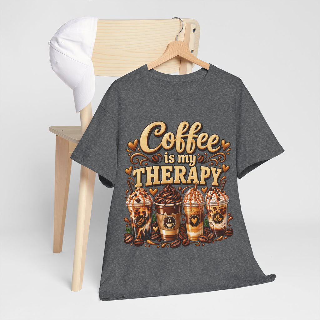 Coffee Is My Therapy T-Shirt | Coffee Cups Illustration, Cozy Beverage Tee