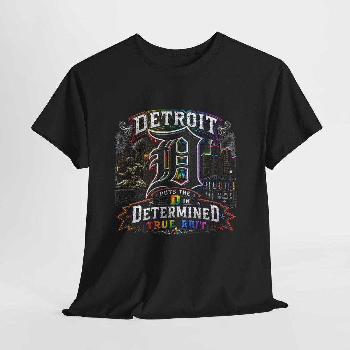 Detroit D Skyline Determined True Grit T-Shirt | City Pride Tee