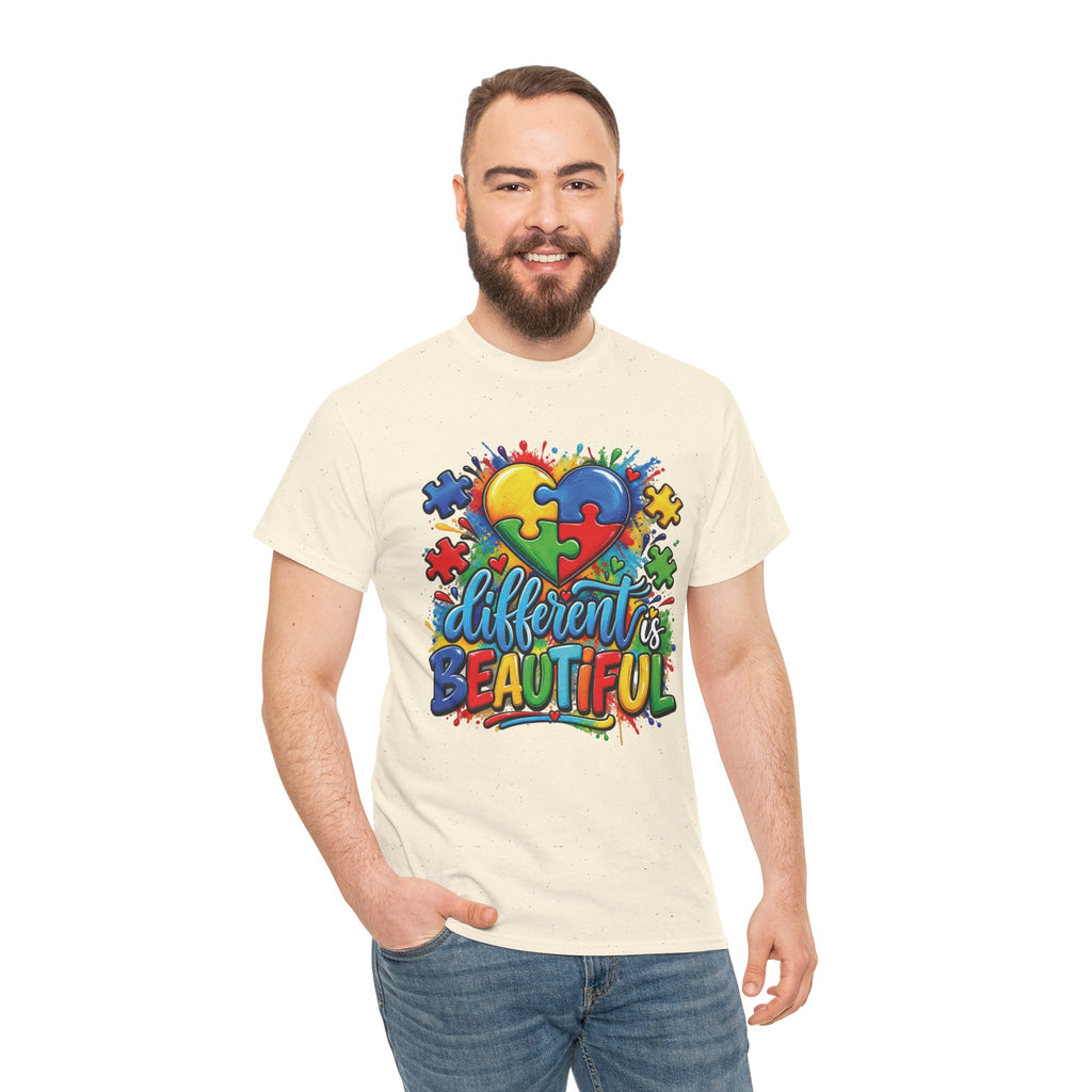Different Is Beautiful Autism Puzzle Heart T-Shirt | Neurodiversity Awareness Tee