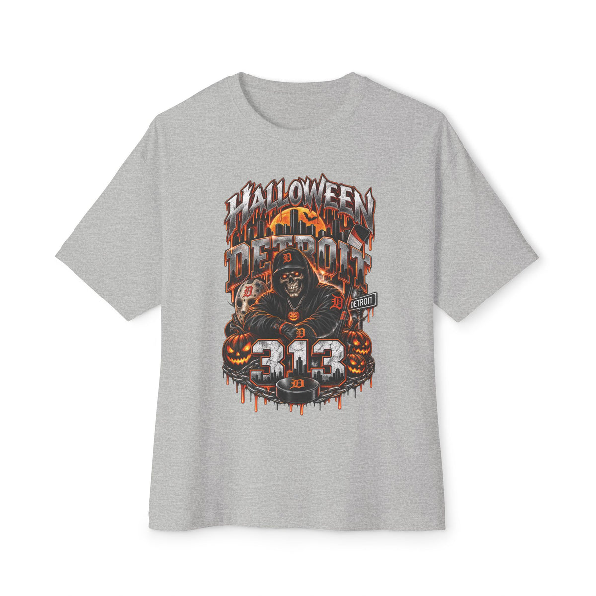 Halloween Reaper Graphic Tee | Skull Pumpkin 313 Design
