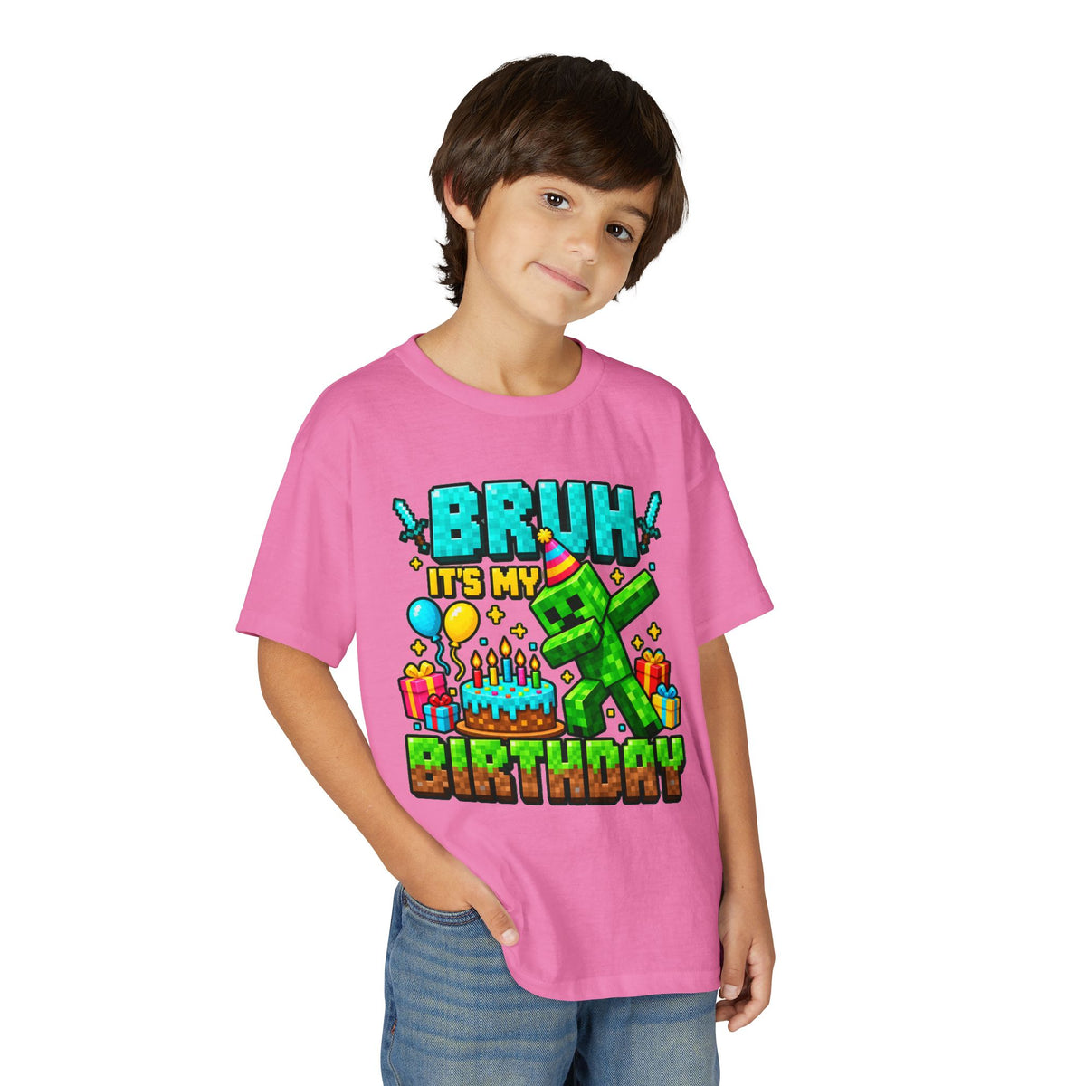 Bruh It’s My Birthday Youth T-Shirt – Pixel Gaming Birthday Shirt