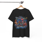 Detroit Skyline Collage T-Shirt | Motor City Landmarks, Vintage Neon Design