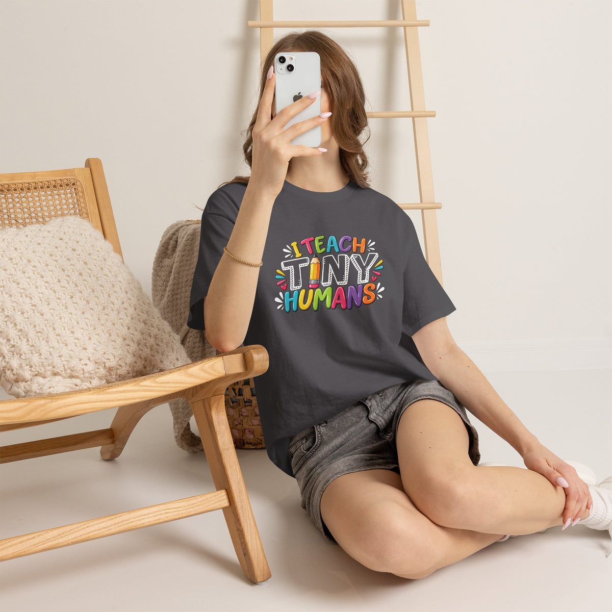 I Teach Tiny Humans T-Shirt | Teacher Shirt, Colorful Pencil Design