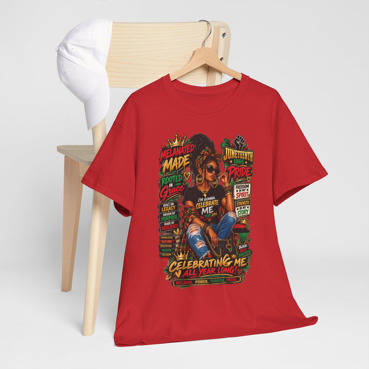 Melanated Made Rooted Grace T-Shirt | Celebrating Me graphic tee