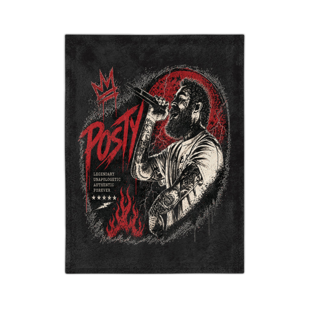 Posty Malone Singer Illustration Velveteen Blanket | Music Portrait, Tattoo Art