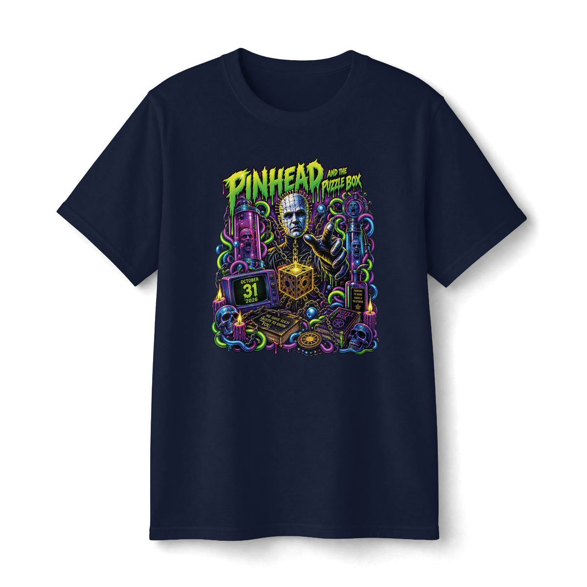 Pinhead Hellraiser Graphic Tee | Horror Movie Poster Style