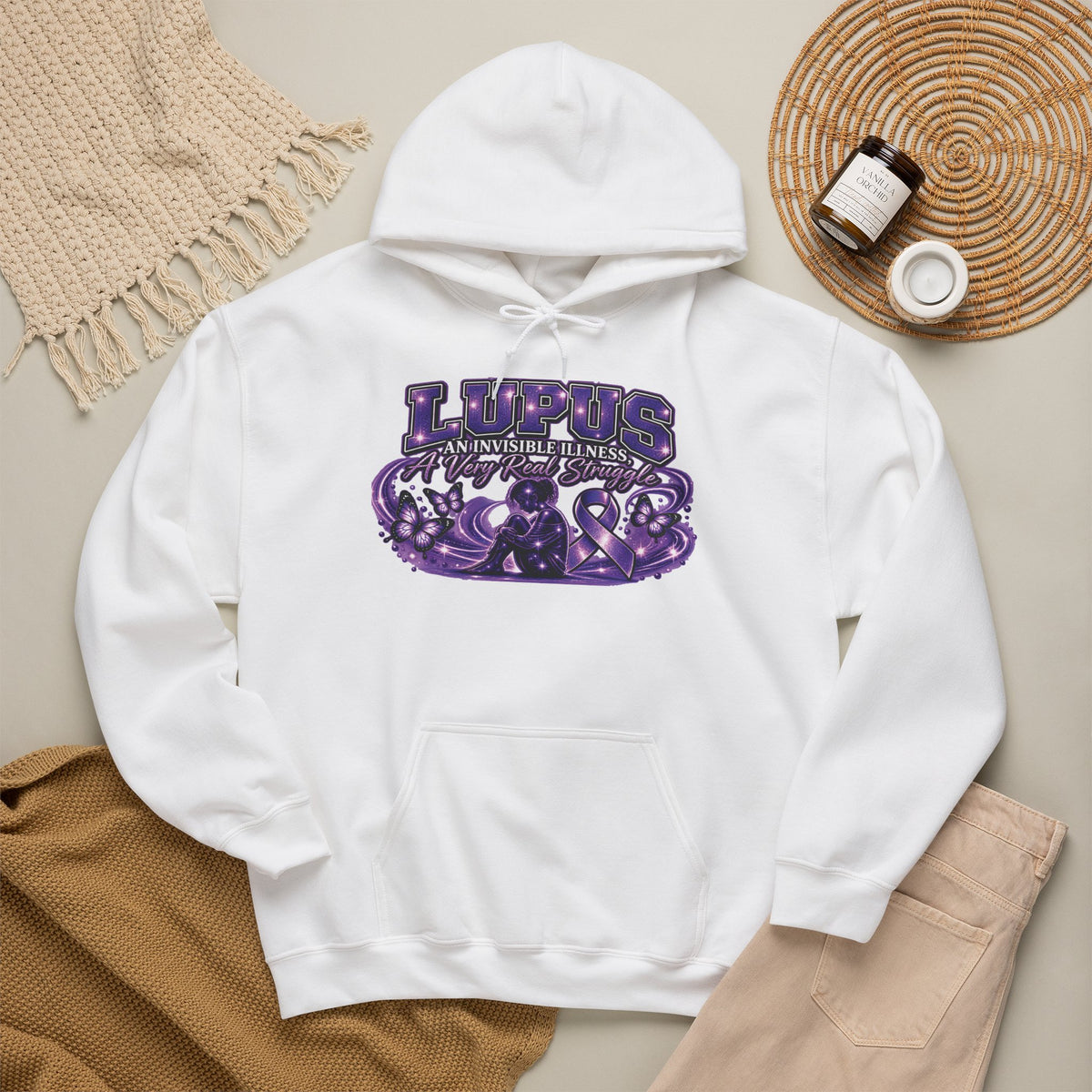 Lupus Awareness Purple Ribbon Hoodie | Support Autoimmune Awareness