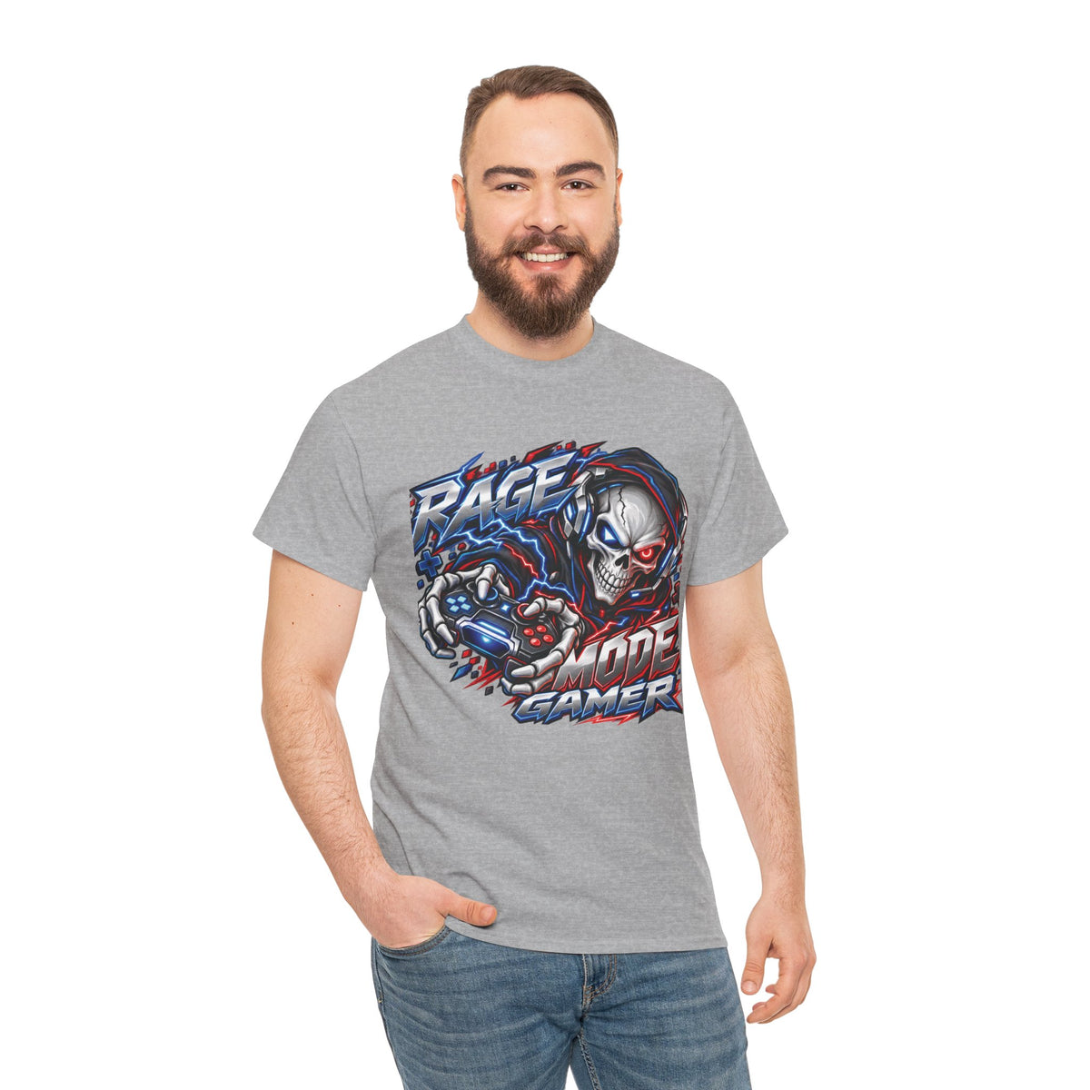 Rage Mode Gamer Skull Graphic T-Shirt