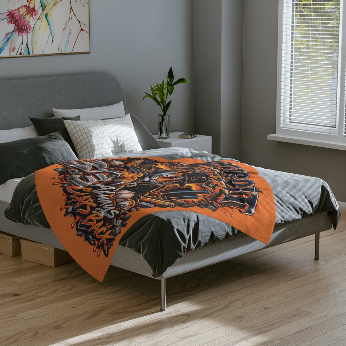 Detroit Tigers Tiger Mascot Blanket | 313 Always Claps Back Velveteen Microfiber
