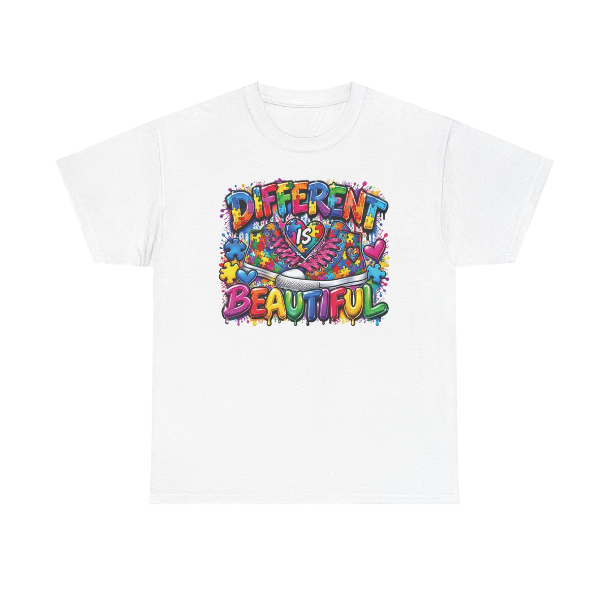 Autism Different Is Beautiful T-Shirt | Colorful Rainbow Graffiti Design