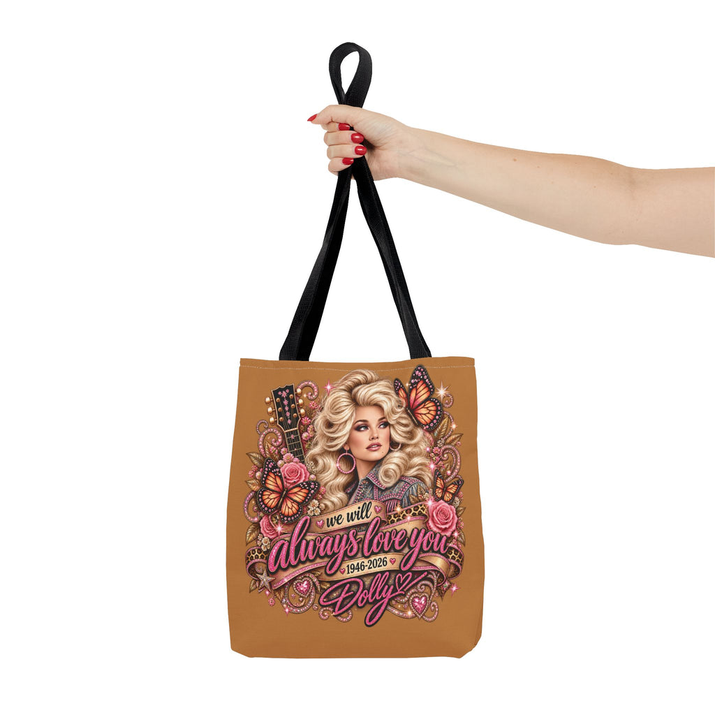 Dolly Parton portrait tote bag | 'I Will Always Love You' music lyric design