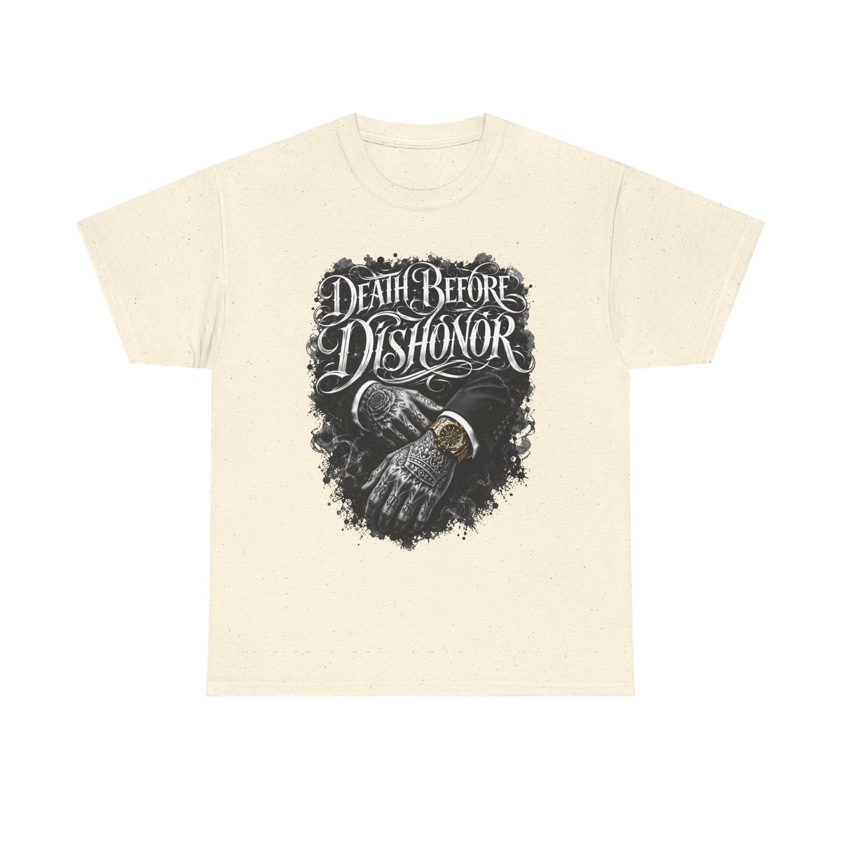 Death Before Dishonor Skull Gloves T-Shirt | Biker Tattoo Style