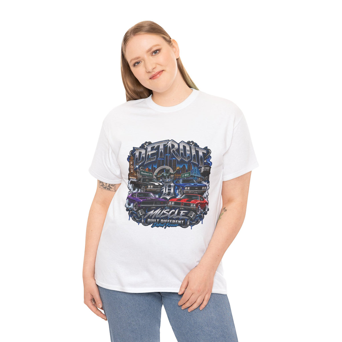Detroit Muscle Car Tee | Vintage Hot Rod Illustration, Garage Scene