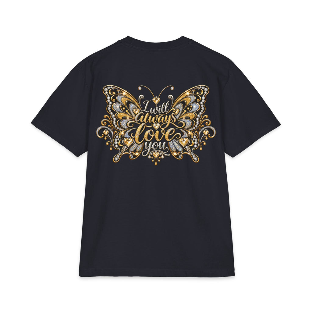 Dolly Floral Portrait T-Shirt | Butterfly 'Love Always' Back