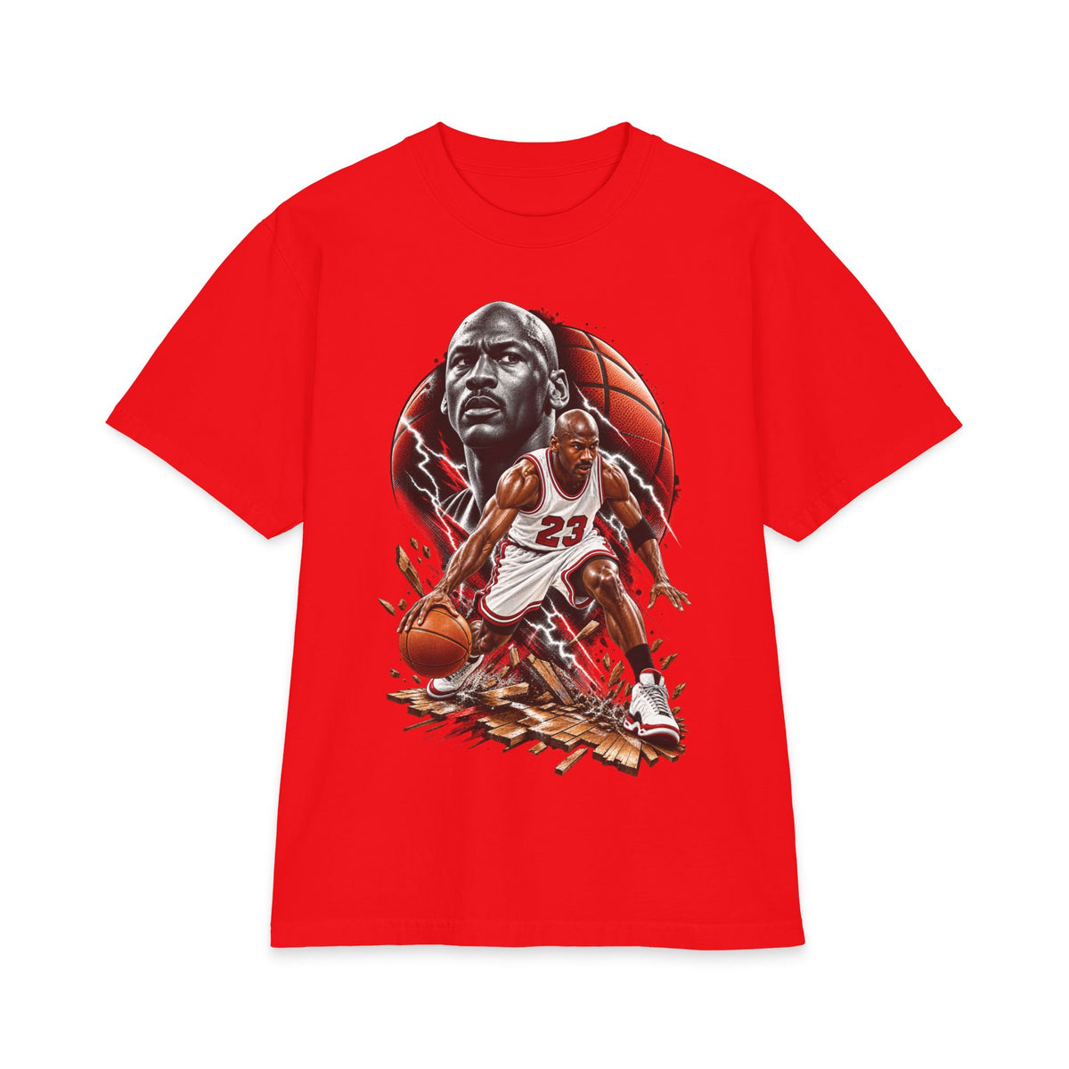 Basketball Player Illustration T-Shirt | Action Dribbling Court Scene